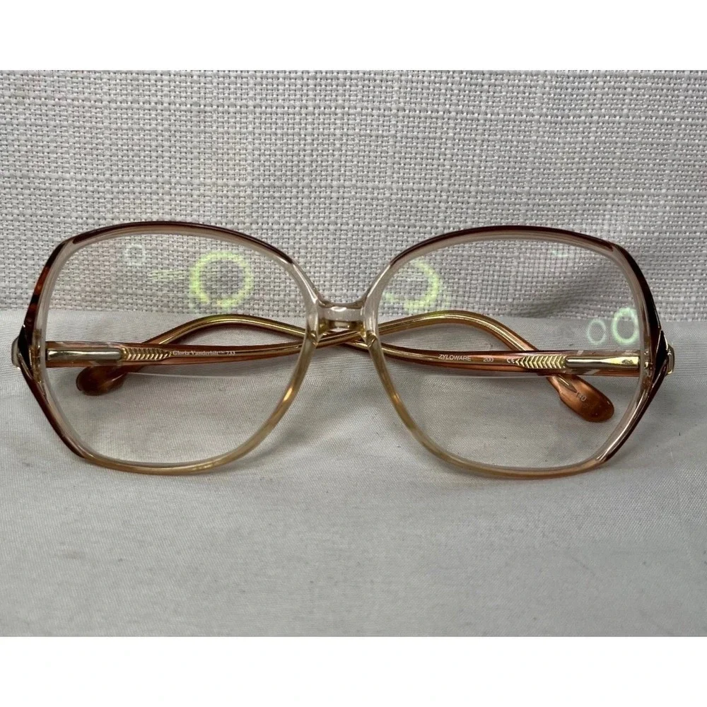 Gloria Vanderbilt 733 Zyloware Oversized Eyeglass Frames Brown Amber Vintage